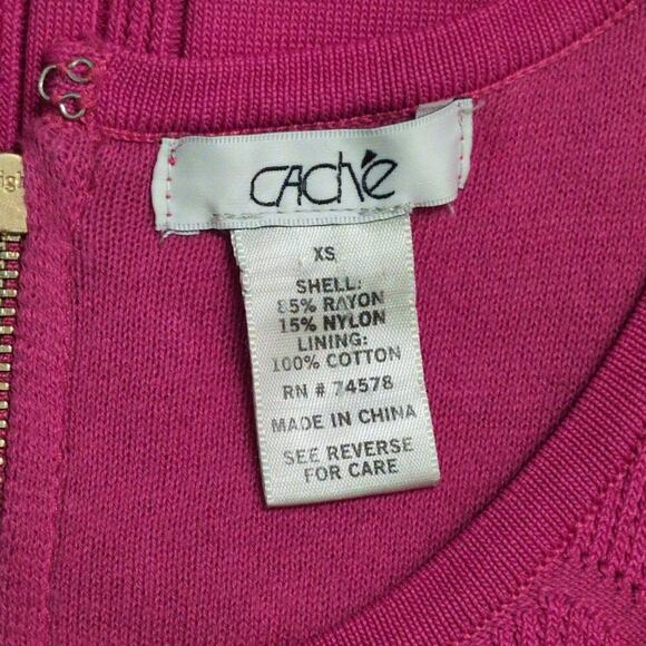 Cache Hot Pink Sleeveless Sheath Dress Textured Design Zipper Back Y2K Size XS - Picture 9 of 11